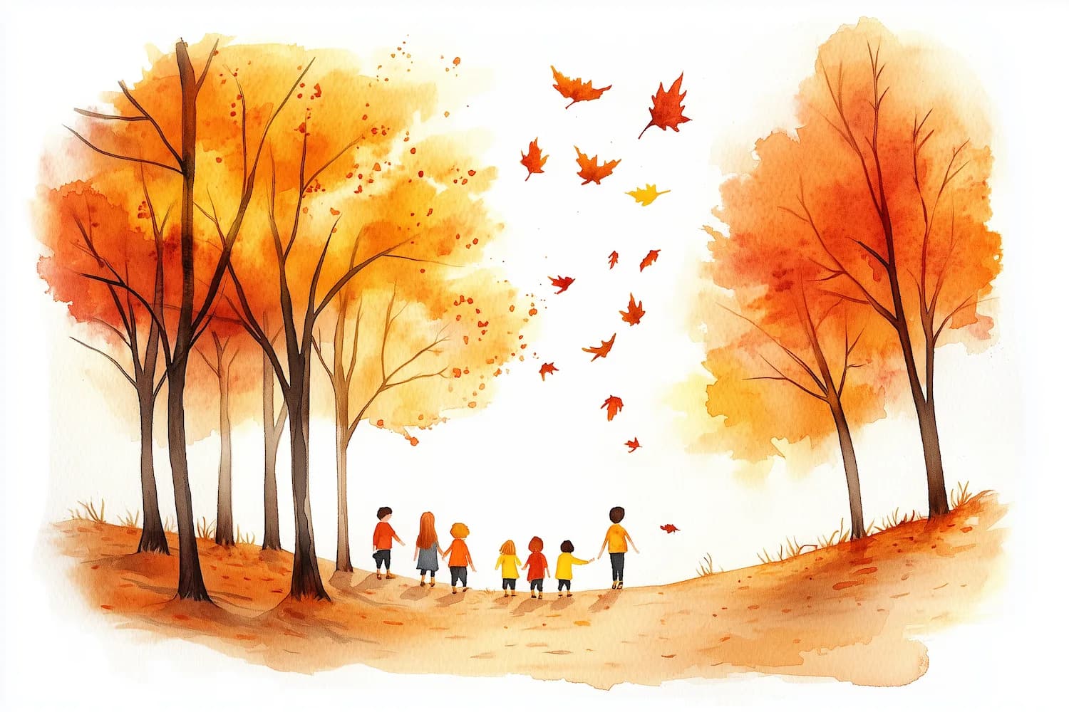 Kinder im Herbstwald